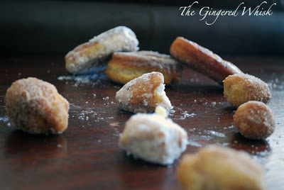 Sourdough Donuts - The Gingered Whisk table spread with donuts and donut holes