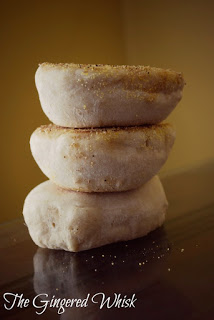 a stack of sourdough english muffins