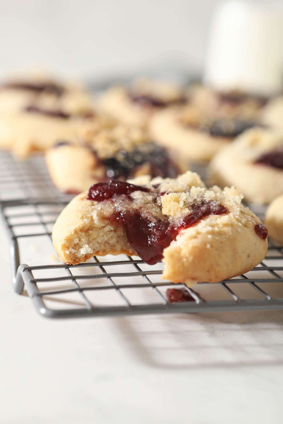 cooling tray with a kolache with bite taken out