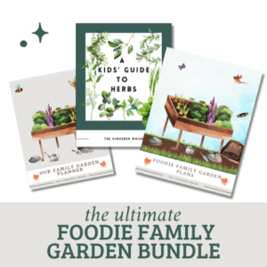thumbnail images of the family garden planner, foodie family garden plans and kids guide to herb book covers